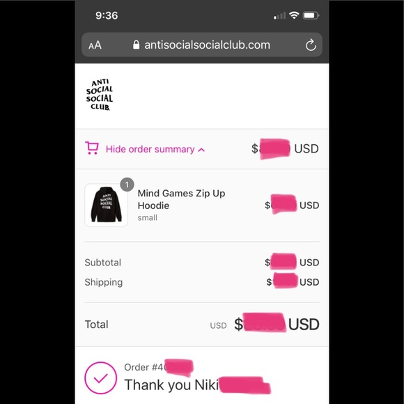 Anti Social Social Club Mind Games Zip Up Hoodie - Picture 5 of 5